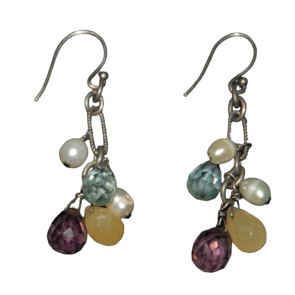 Silpada earrings sterling silver mix of glass beads, freshwater pearls - Picture 1 of 2